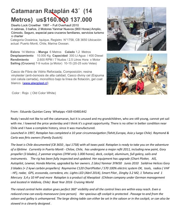 Venta Catamaran Rataplan