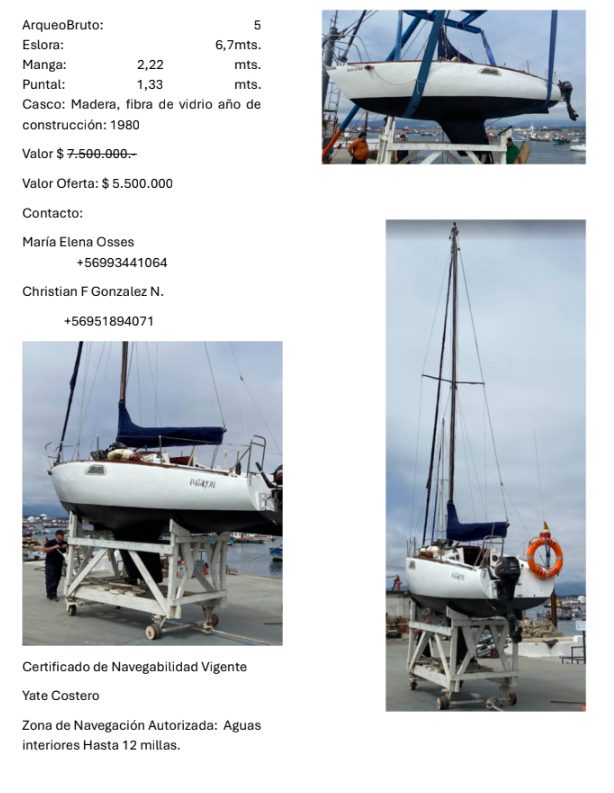 SE VENDE YATE COSTERO “PATAGON” (imagen 2)